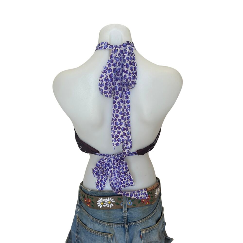 Purple Bandana Halter Top Cropped One Size Bralette Western Unique CheekyMontana - Picture 4 of 5